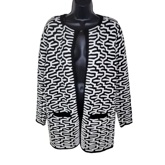 Heirloom Black & White open front cardigan sweater size Large - Picture 1 of 7
